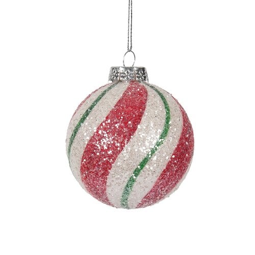 Peppermint Glitter Ball Ornament