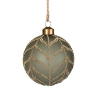 Green Frosted Glass Chevron Pattern Ornament Ball