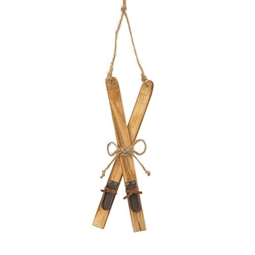 7-inch Natural Wood Ski Ornament