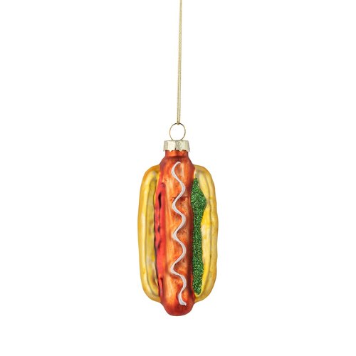 Hot Dog Glass Ornament
