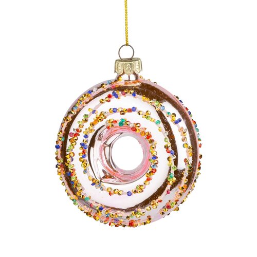 Sparkling Glass Doughnut Ornament