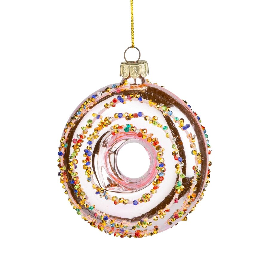 Sparkling Glass Doughnut Ornament - Photo 0