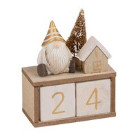 Décompte en bois Gnome blanc et doré