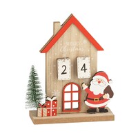 Décompte de Noël en bois Santa et sapin