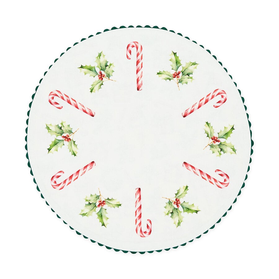 Round Reversible Candy Cane and Holly Placemat - Photo 0