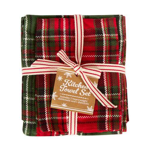 Set of 3 Dish Towels and Checkered Cloths