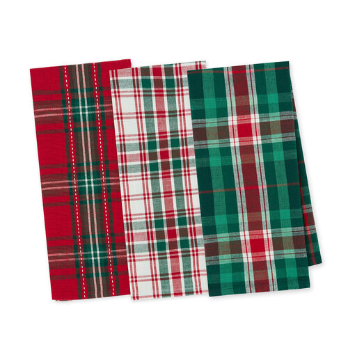 Linge à vaisselle Carreaux de Noël - ensemble de 3