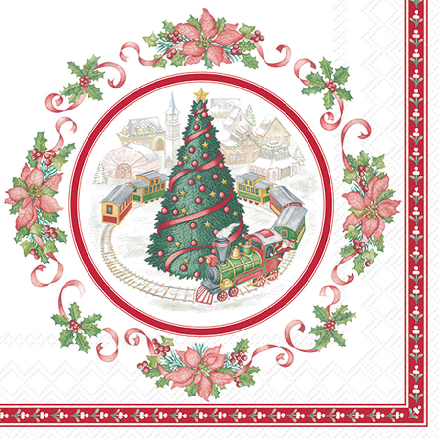 Serviettes de table papier - Train de Noël - Photo 0