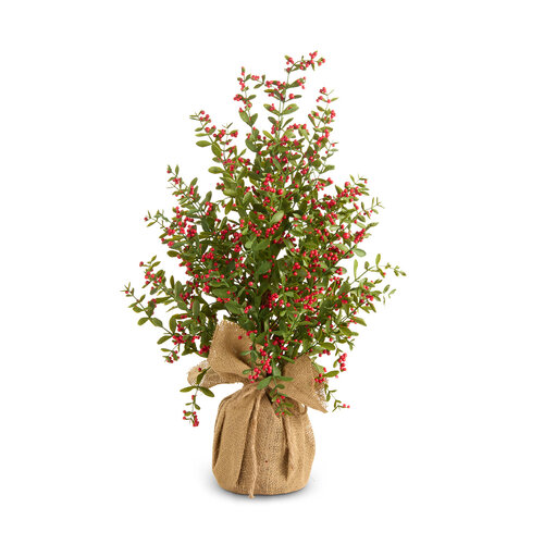 Arbre à baies rouges de 27 po avec base en jute