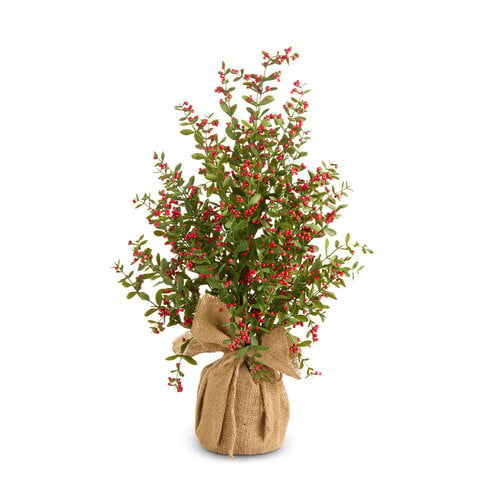 Arbre à baies rouges de 27 pouces avec base en jute