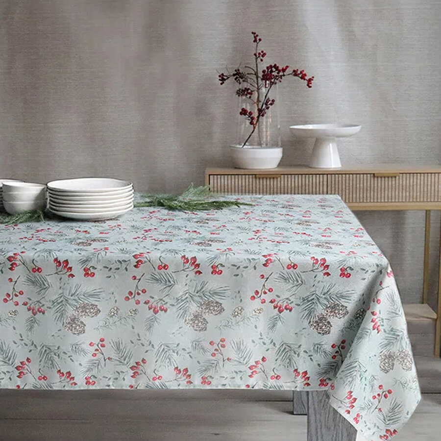 Winter Botanical Tablecloth 60 x 90 Inches - Photo 1