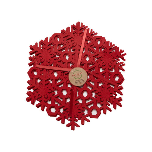 Napperon en feutre Flocon rouge, ensemble de 4
