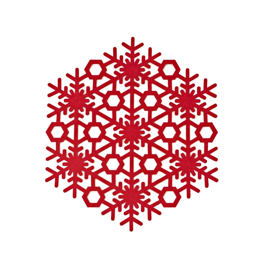 Set of 4 Red Snowflake Felt Placemats - Photo 1