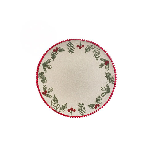 Napperon rond brodé Berry, ensemble de 4