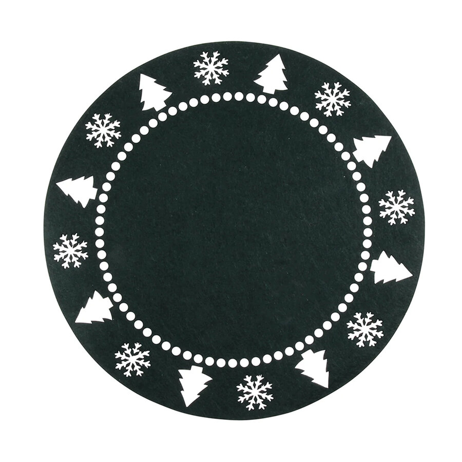 Ensemble de 4 napperons de Noël ronds en feutre vert forêt - Photo 1