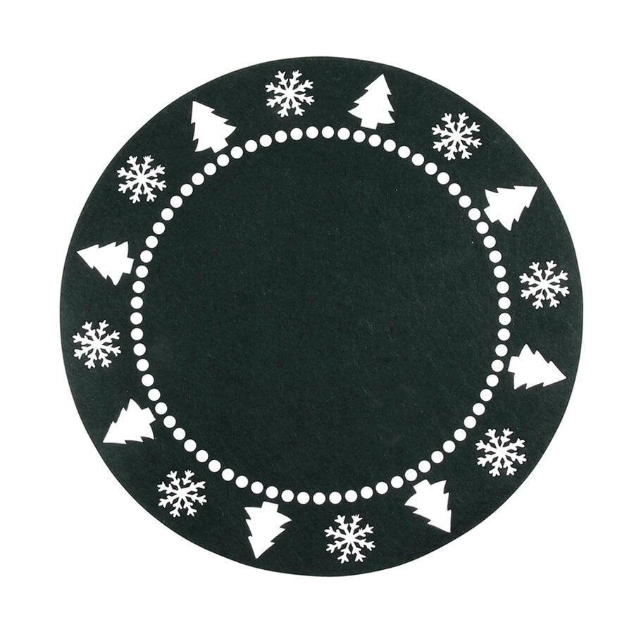 Round Forest Green Felt Christmas Placemat Set of 4 - Photo 1