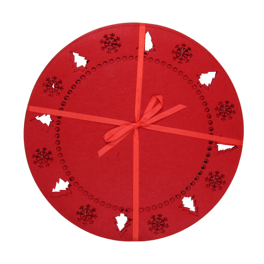 Napperon de Noël en feutre rouge, ensemble de 4 - Photo 0