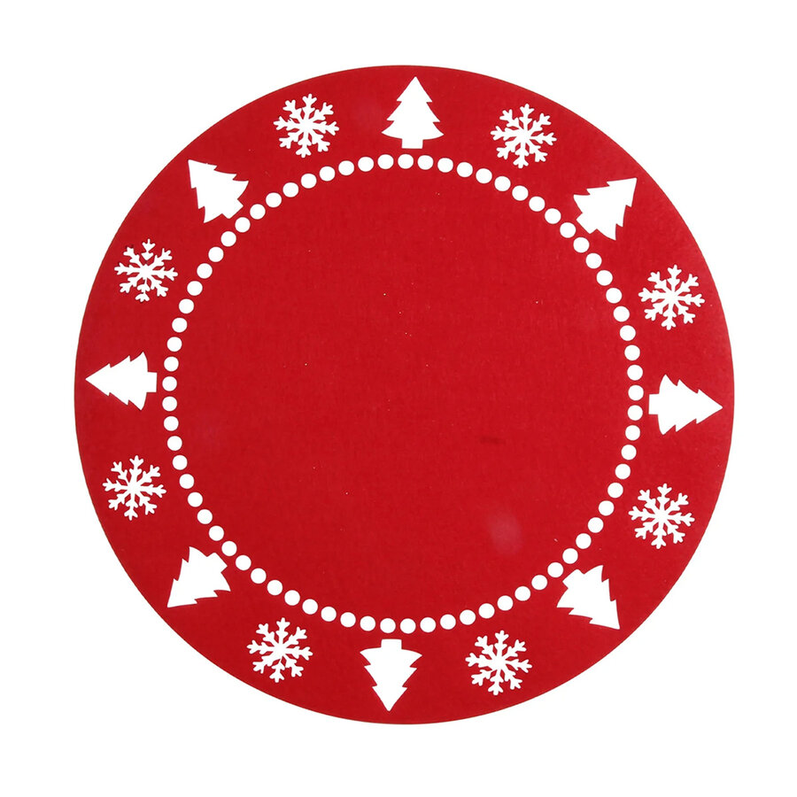 Napperon de Noël en feutre rouge, ensemble de 4 - Photo 1