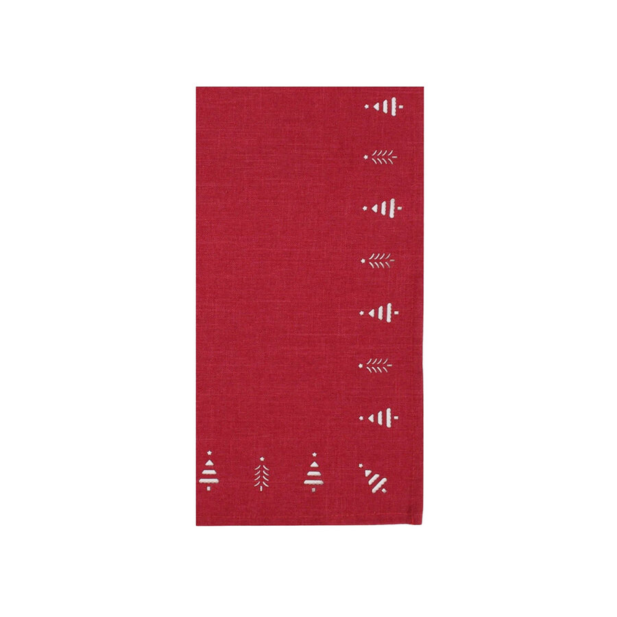Red Hemstitched Table Napkins Set of 4 - Photo 0