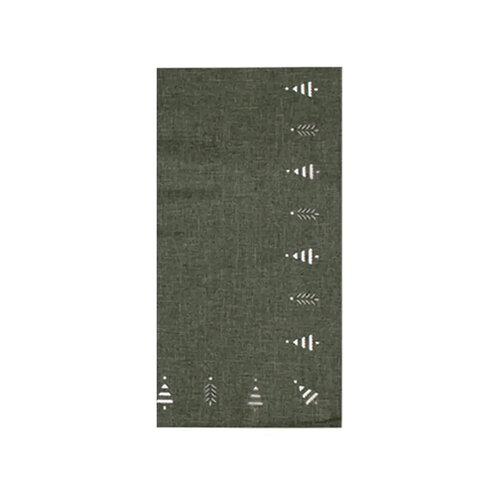 Serviettes de table Vert Forêt à ourlet - ensemble de 4