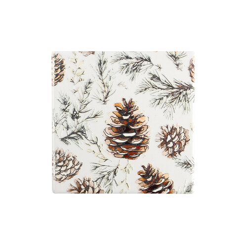 Sous-verre en céramique pommes de pin et sapins, ensemble de 6