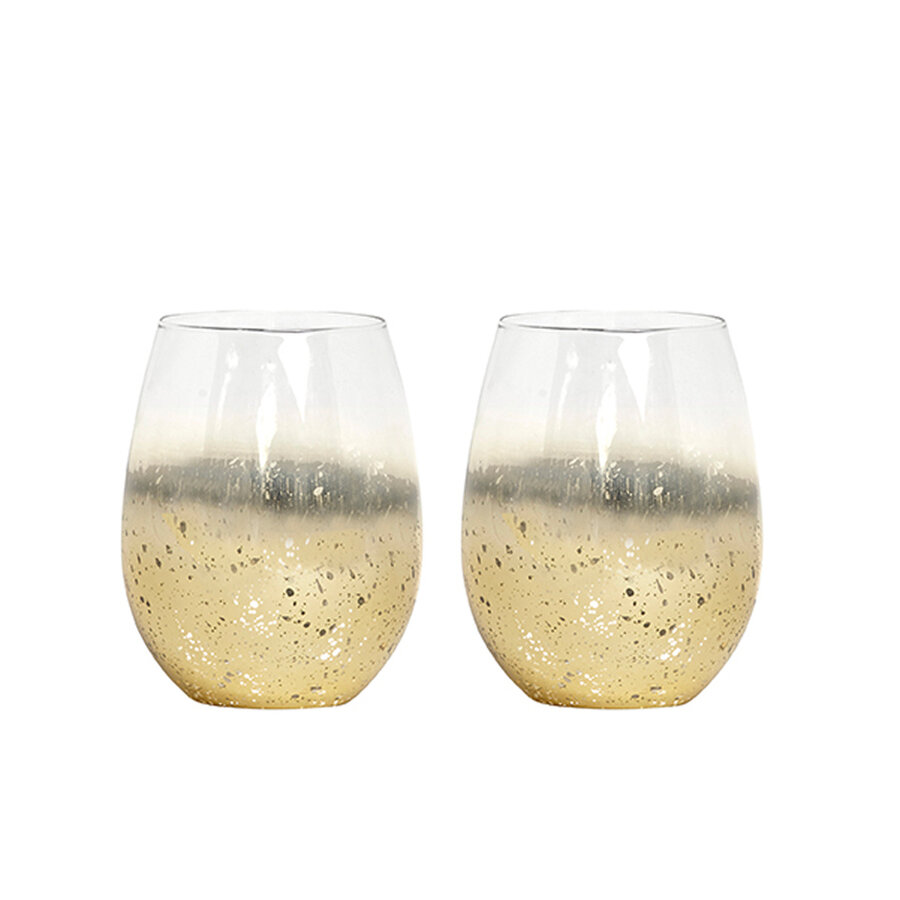 Celebration Gold Stemless Wine Glass, Set of 2 - Photo 0