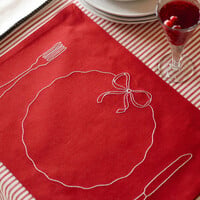 Napperons brodés rouges Bon Appétit - ensemble de 4