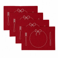 Napperons brodés rouges Bon Appétit - ensemble de 4