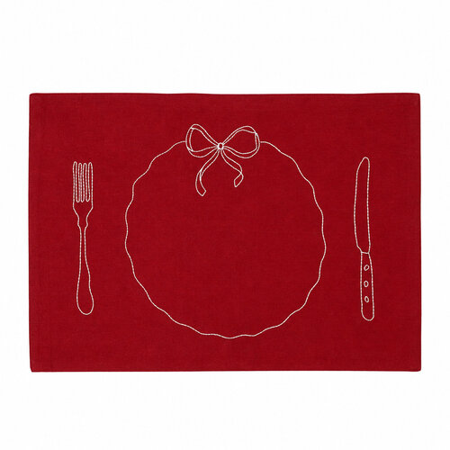 Napperons brodés rouges Bon Appétit - ensemble de 4
