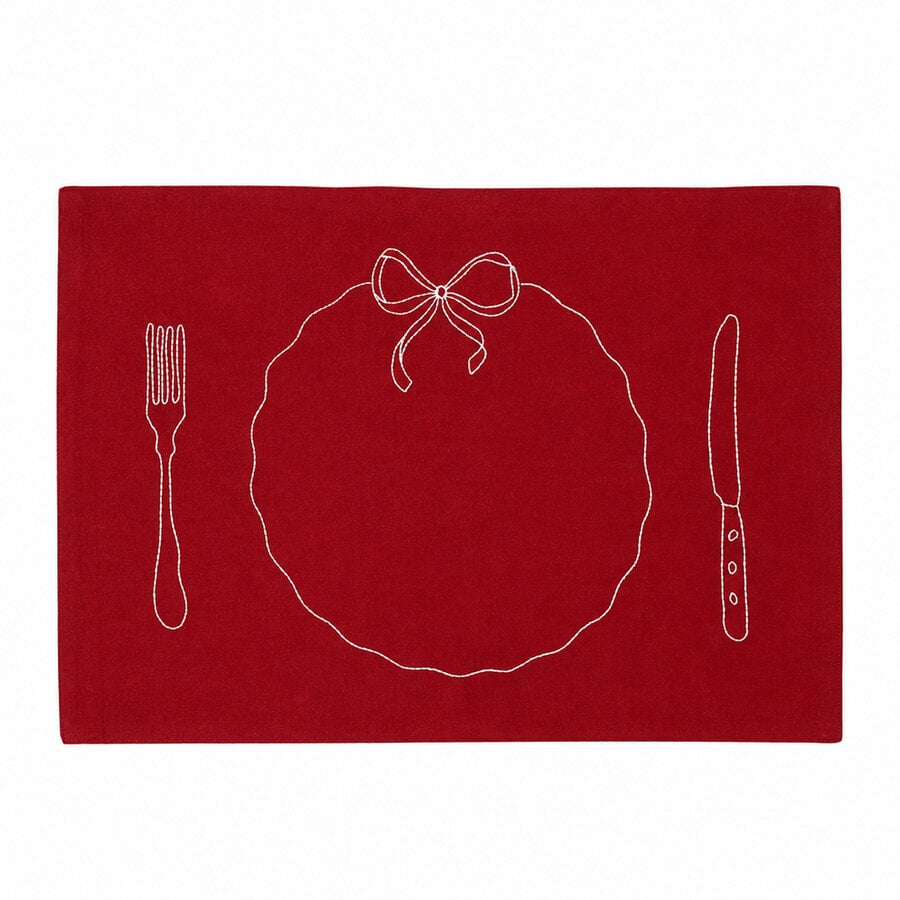 Napperons brodés rouges Bon Appétit - ensemble de 4 - Photo 0