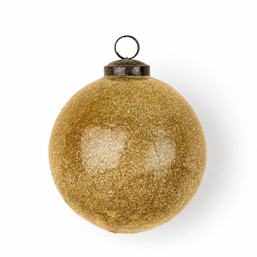 Large Gold Glitter Glass Ball Ornament - Photo 0