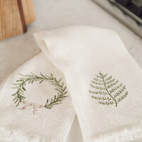 Crown and Branch Embroidered Hand Towel Set of 2
