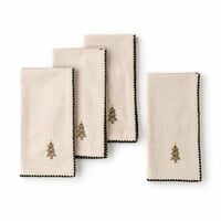 Serviettes de table brodée Arbre de Noël - ensemble de 4
