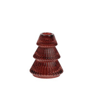 Large Red Glass Christmas Tree Candle Holder