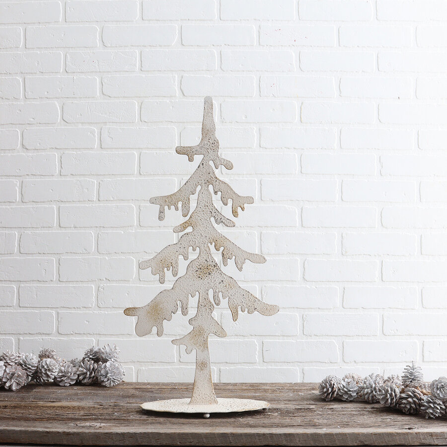 Sapin en métal blanc antique de 14 pouces - Photo 1
