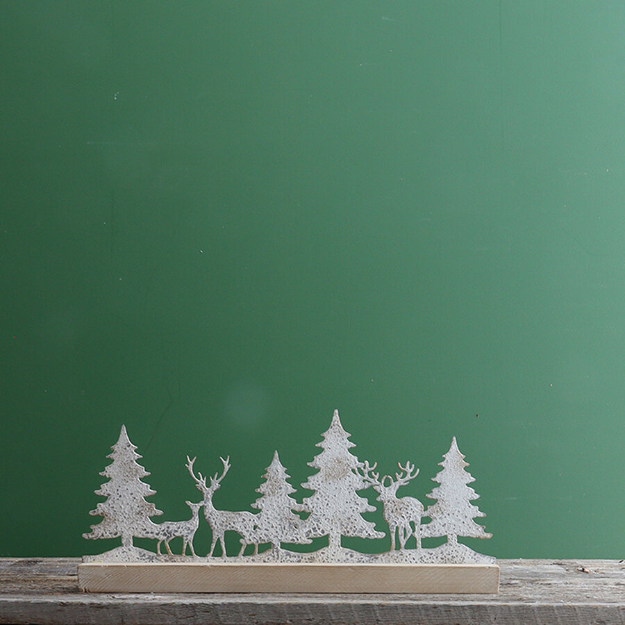 Antique White Reindeer and Christmas Tree Scene - Photo 2