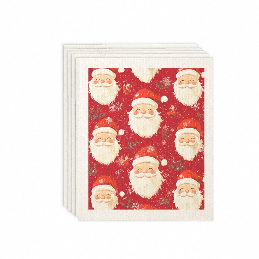 Vintage Santa Swedish Dishcloths Set of 5 - Photo 0