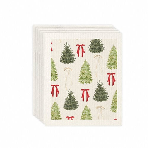 Ensemble de 5 lingettes suédoises Sapins et boucles