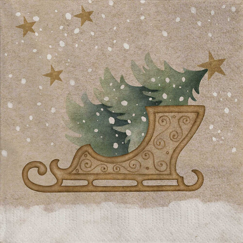 Serviettes de table en papier - Traîneau d'hiver