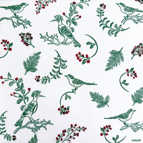 Serviettes de table en papier - Oiseaux de Noël