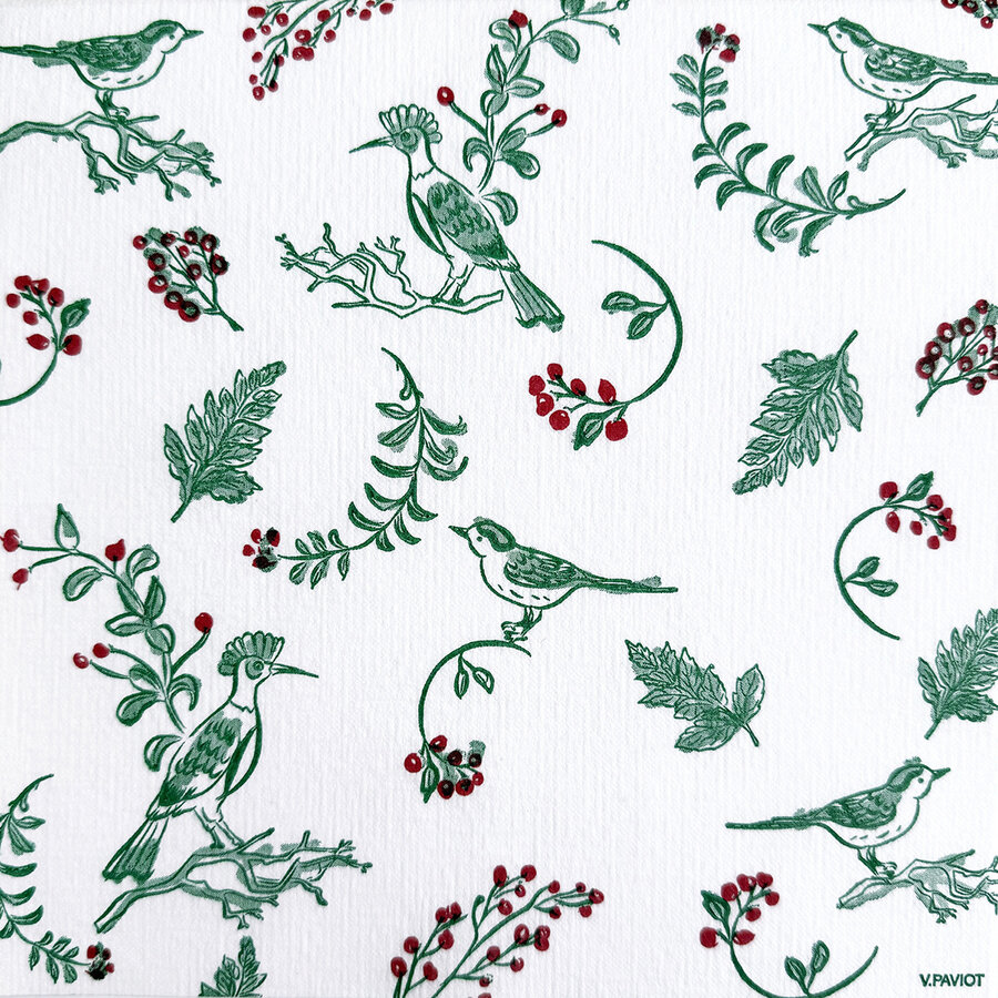 Serviettes de table en papier - Oiseaux de Noël - Photo 0