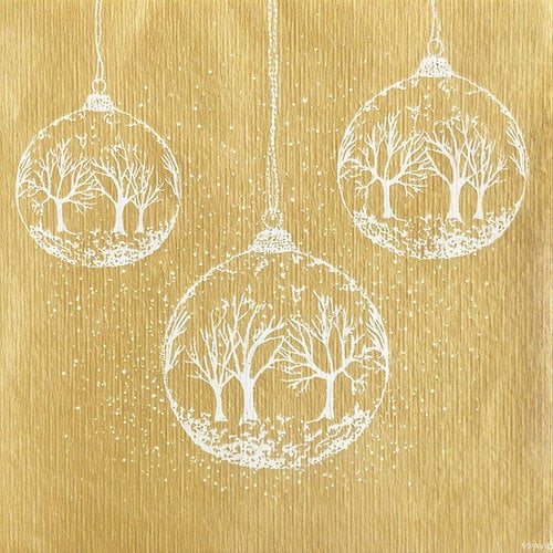 Serviettes de table papier - Boule à Neige dorée