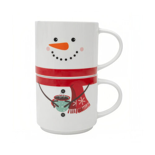 Tasses empilables Bonhomme de neige - ensemble de 2