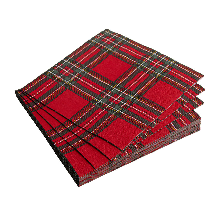 Serviettes de table en papier - Carreaux rouges - Photo 0