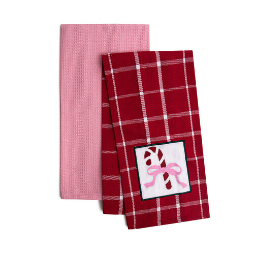 Christmas Candy Cane Kitchen Towels, Set of 2