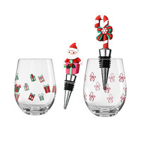 Ensemble de verre à vin sans pied et bouchon, assortis