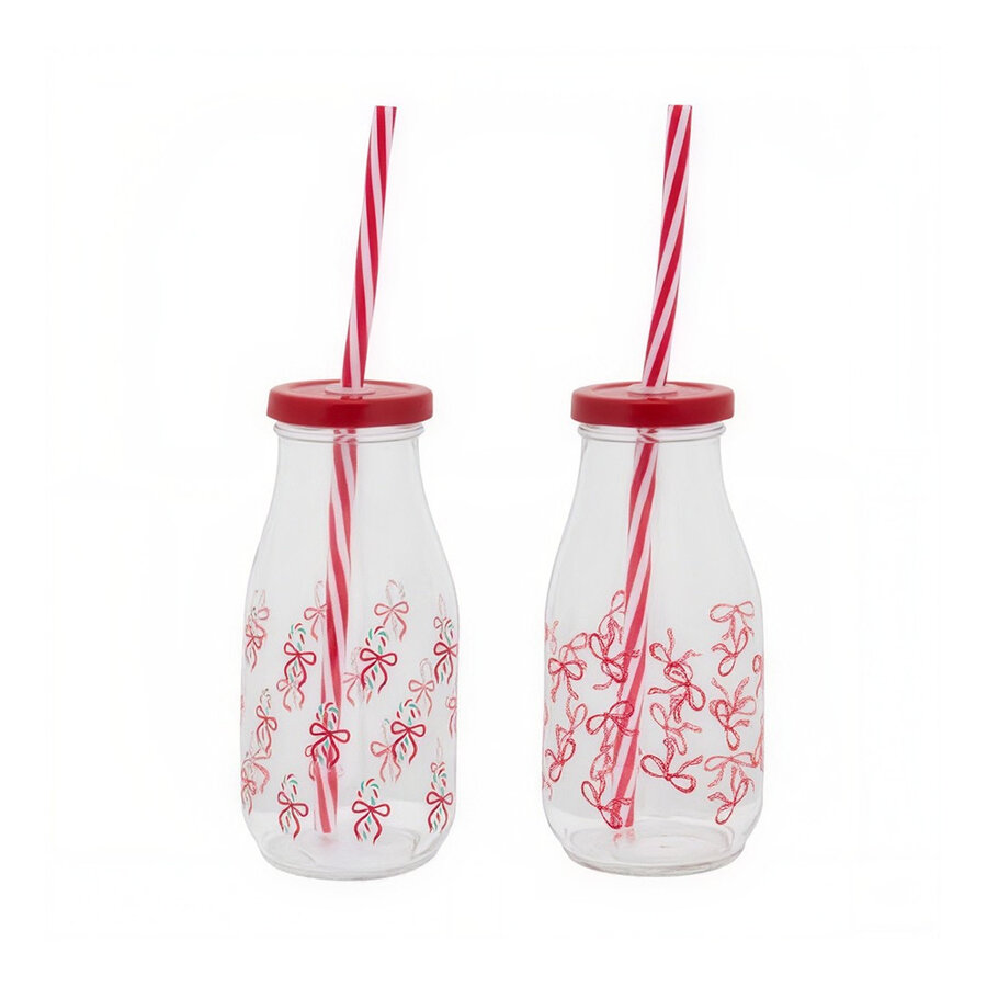 Bouteille de lait imprimée avec paille, motifs assortis - Photo 0