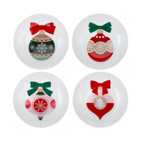 Ensemble de 4 assiettes à dessert Ornements de Noël de 7,5 pouces