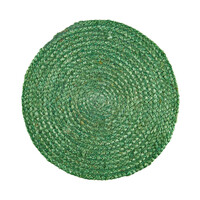 Napperon rond en jute Vert forêt