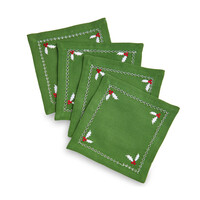 Sous-verres en coton vert Noël, ensemble de 4